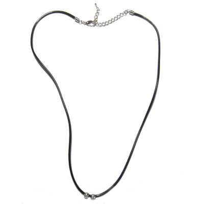 Faux leather necklace, adjustable, 20-23.5" x 2.3mm, black Faux leather necklace, adjustable, 20-23.5" x 2.3mm, black