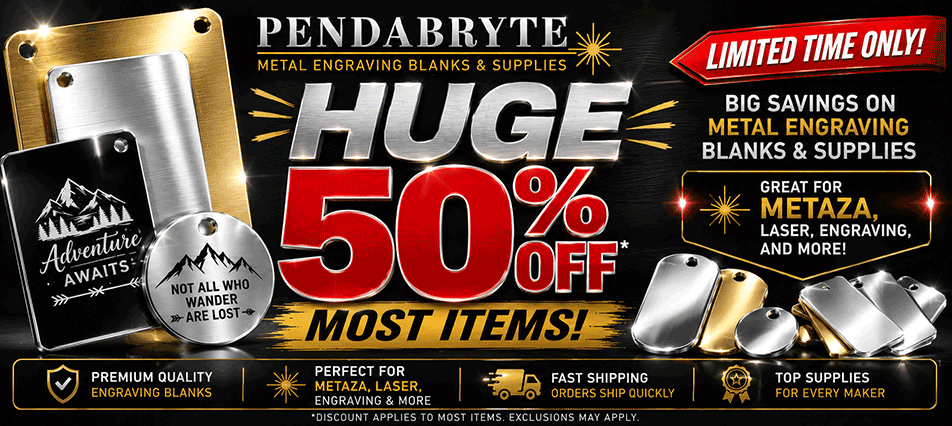 50% off engraveable pendants for Metaza and color sublimation