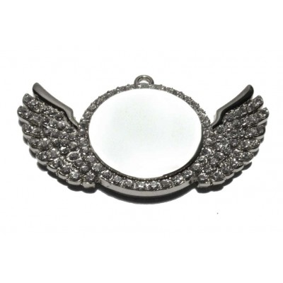 Color Wing, WHITE inside piece, nickel-plated cubic, 2-PC