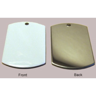 Color dog tag, 22x36 mm, white-front, stainless-steel back Color dog tag, 22x36 mm, white-front, stainless-steel back