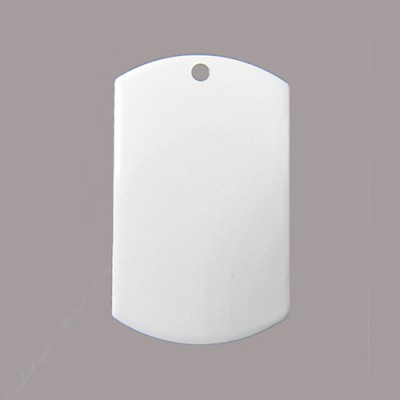 Color dog tag, 22x36 mm, white-front, stainless-steel back Color dog tag, 22x36 mm, white-front, stainless-steel back