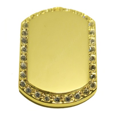 Color Dog Tag, 25x36mm, gold-plated, clear cubic