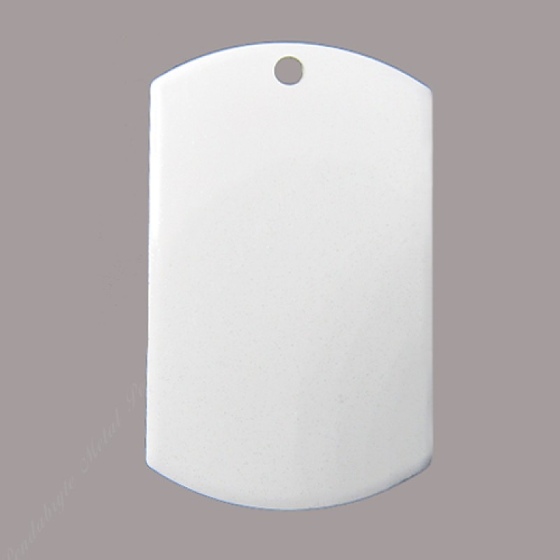 Color dog tag, 29x50mm, white-front, stainless-steel back