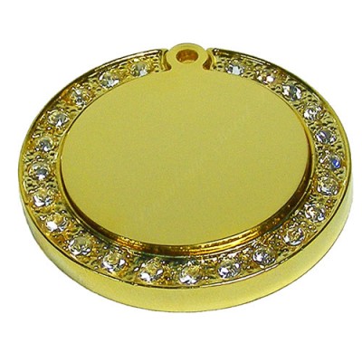 Color Circle, fancy-edge, 2-pc, 36x36mm, gold-plated, clear-cubic