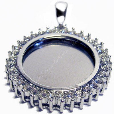 Circle, 27x27mm, rhodium-plated, clear-cubic Circle, 27x27mm, rhodium-plated, clear-cubic