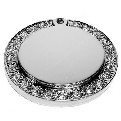 Color Circle, fancy-edge, 2-pc, 36x36mm, nickel-plated clear-cubic