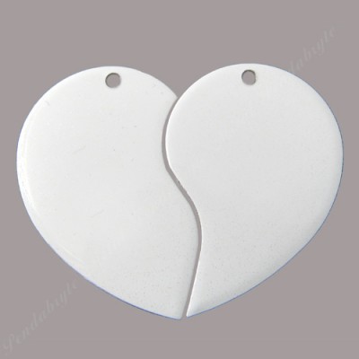 Color heart, couple 48x35mm,  white-front, stainless-steel back