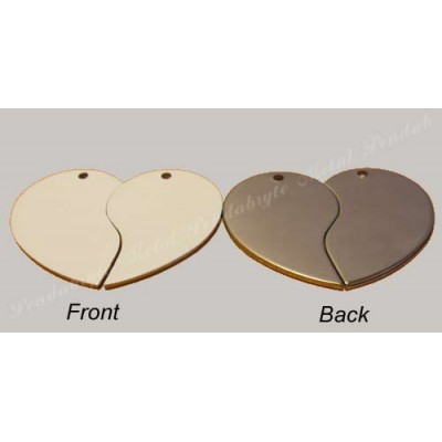 Color heart, couple 48x35mm,  white-front, stainless-steel back