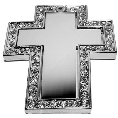 Cross, 52x65mm, nickel-plated, clear-cubic