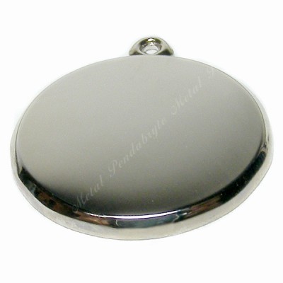 Circle, 23x23mm, 3-D, rhodium-plated (smaller bail-hole)