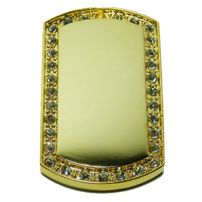 Dog Tag, 29x50mm, gold-plated, clear-cubic, fancy-edge