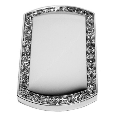 Dog Tag, 29x50mm, nickel-plated, clear-cubic, fancy-edge