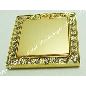 Square, Fancy Edge, 2-pc, 34x34mm, gold-plated, clear-cubic