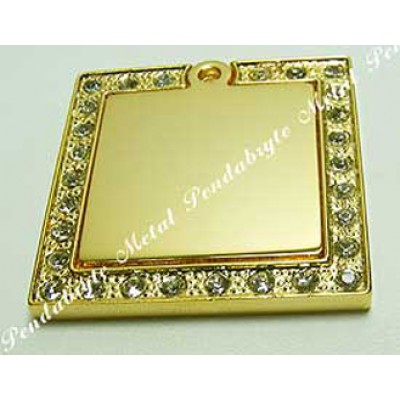 Square, Fancy Edge, 2-pc, 34x34mm, gold-plated, clear-cubic