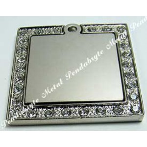 Square, 34x34mm, 2pc, nickel-plated, clear-cubic