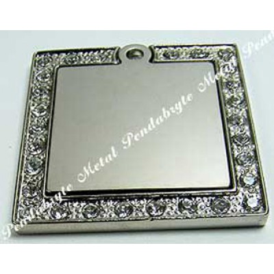 Square, 34x34mm, 2pc, nickel-plated, clear-cubic