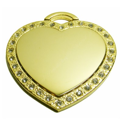 Heart, 44x43mm, gold-plated, clear-cubic
