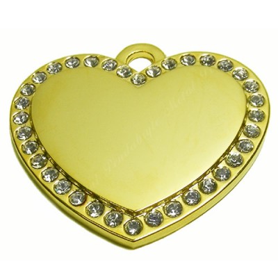 Color Heart, 34x30mm, gold-plated, clear-cubic