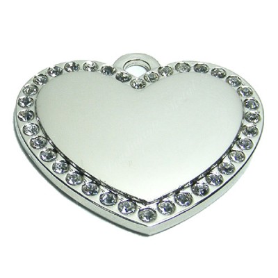 Color Heart, 34x30mm, nickel-plated, clear-cubic