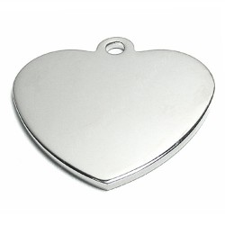 Heart, 30x27mm, rhodium-plated