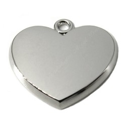 Heart, 25x25mm, 3-D, nickel-plated
