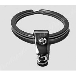 "O" Key-chain w/cubic Stone, 30x46mm, nickel-plated