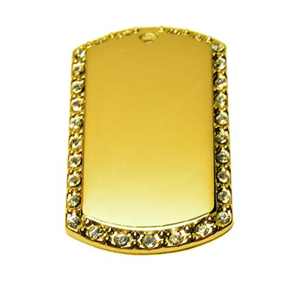 Dog Tag, 22x36mm, gold-plated, clear cubic