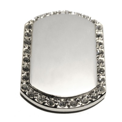 Color Dog Tag, 25x36mm, nickel-plated, clear cubic
