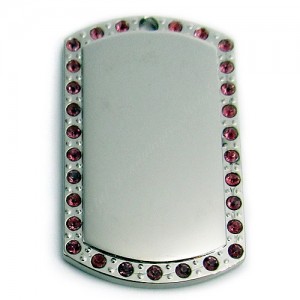 Dog Tag, 29x50mm, nickel-plated, pink-cubic Dog Tag, 29x50mm, nickel-plated, pink-cubic