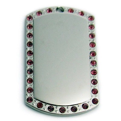 Dog Tag, 29x50mm, nickel-plated, pink-cubic
