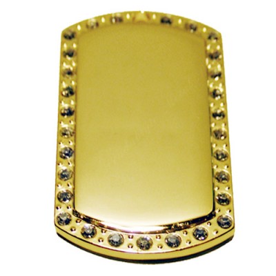 Dog Tag, 29x50mm, gold-plated, clear-cubic