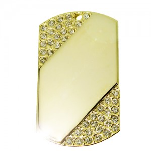 Dog Tag, 29x50, gold-plated, clear-cubic, chevron