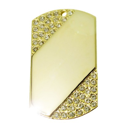 Dog Tag, 29x50, gold-plated, clear-cubic, chevron