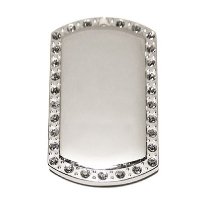 Dog Tag, 29x50mm, nickel-plated, clear-cubic Dog Tag, 29x50mm, nickel-plated, clear-cubic