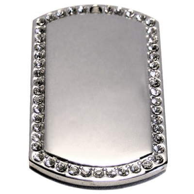 Dog Tag, 29x50mm, polished stainless-steel, clear-cubic