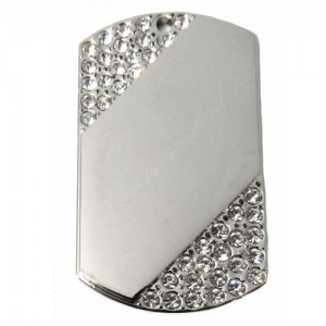 Dog Tag, 29x50, nickel-plated, clear-cubic, chevron