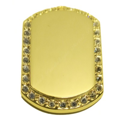 Color Dog Tag, 34x50mm, gold-plated, clear cubic