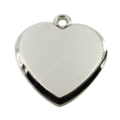 Heart, 23x25mm, 3-D, nickel-plated