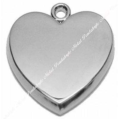 Heart, 28x31mm, 3-D, rhodium-plated Heart, 28x31mm, 3-D, rhodium-plated