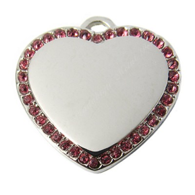 Heart, 33x33mm, nickel-plated, pink-cubic