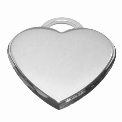 Heart, arch-style 3-D, 36x38mm, nickel-plated