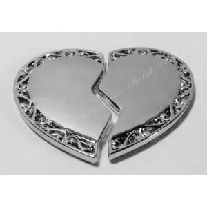 Heart, Couple, 48x35 mm, open-artwork design, nickel-plated
