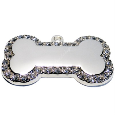 Bone, 37x21mm, nickel-plated, clear-cubic