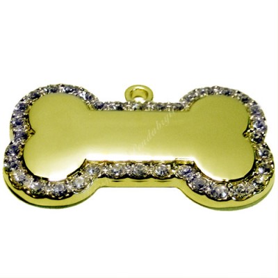 Bone, 37x21mm, gold-plated, clear-cubic