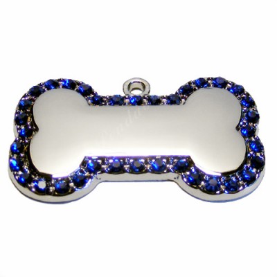 Bone, 37x21mm, nickel-plated, blue-cubic