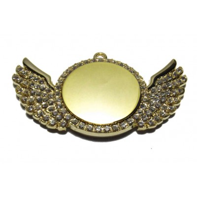 Wing, 60x35mm, gold-tone, clear-cubic, 2-PC