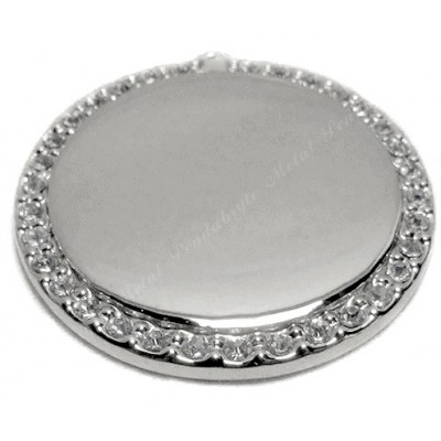 Circle, 32x32mm, rhodium-plated, clear-cubic