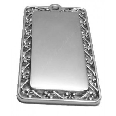 Rectangle, open-artwork design, 23x42mm, nickel-plated