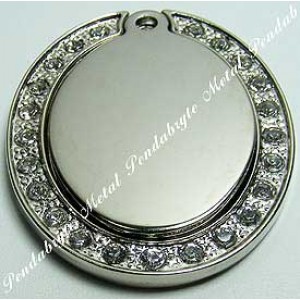 Oval, 32x39mm, 2pc, nickel-plated, clear-cubic