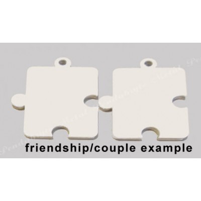 Color puzzle-piece 30x38mm, white-front, stainless-steel back Color puzzle-piece 30x38mm, white-front, stainless-steel back